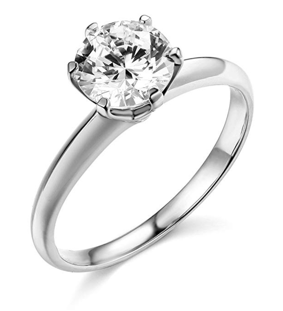 1 Ct Round Cut Solitaire Engagement Wedding Promise Ring Solid 14K White Gold