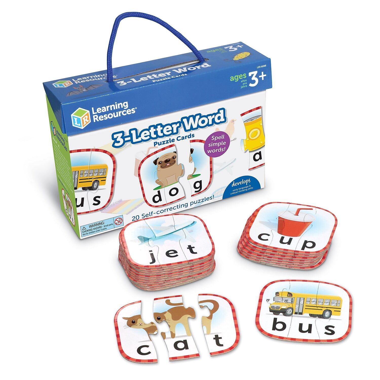 Learning Resources 3-Letter Word Puzzle Cards Self Correcting Puzzles