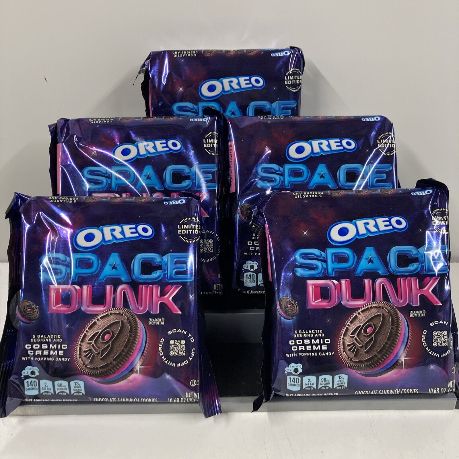 LOT x5 OREO Space Dunk Limited Edition Chocolate Sandwich Cookies Cosmic Creme 