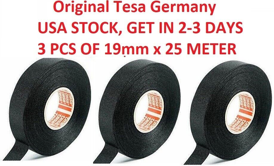 3 x Tesa Original Isoband 51608 25m X 19mm Adhesive Wiring Loom Cloth Tape  NEW