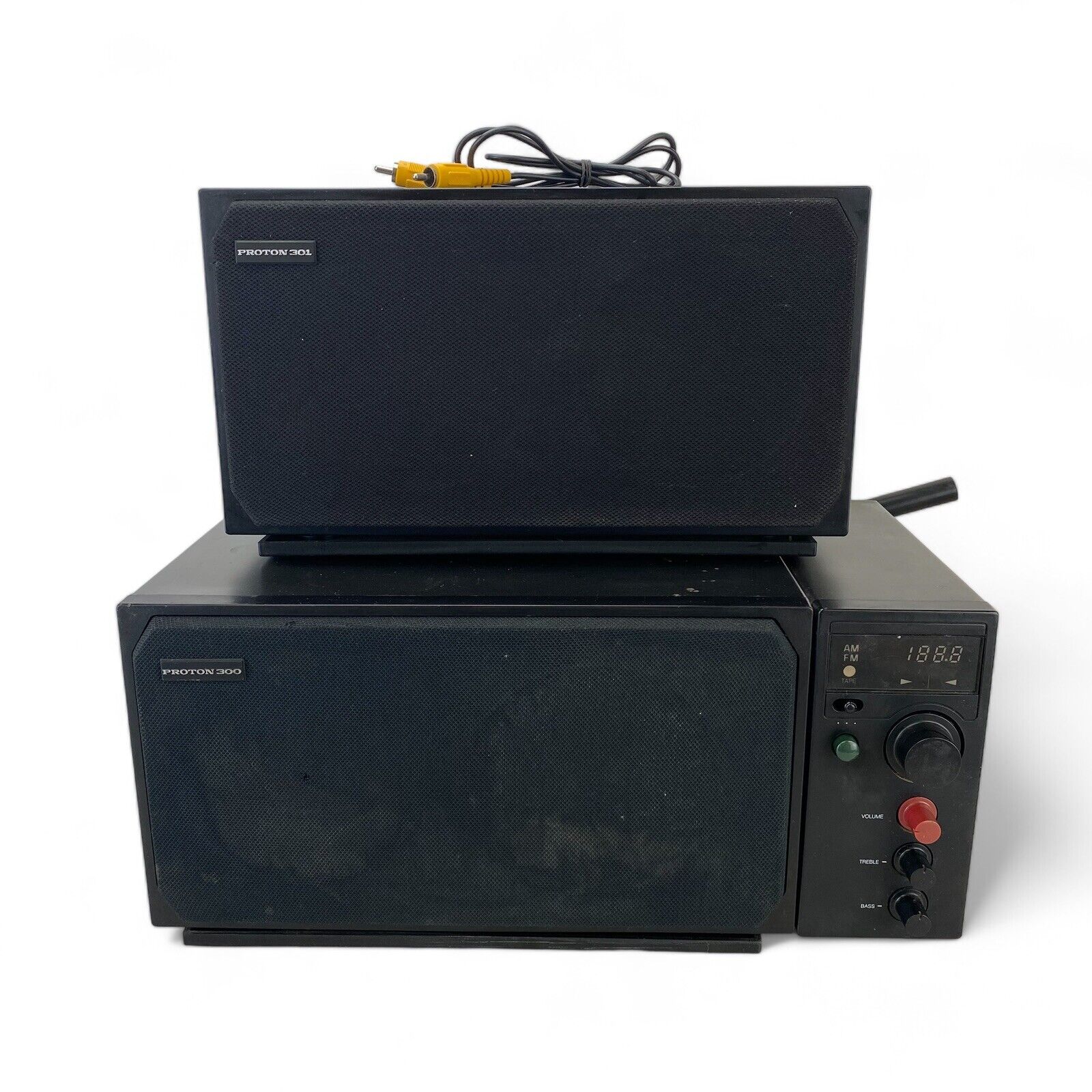VTG 1985 Proton 300 AM/FM Stereo Radio w/ Proton 301 B-Amplifies Speaker - VIDEO