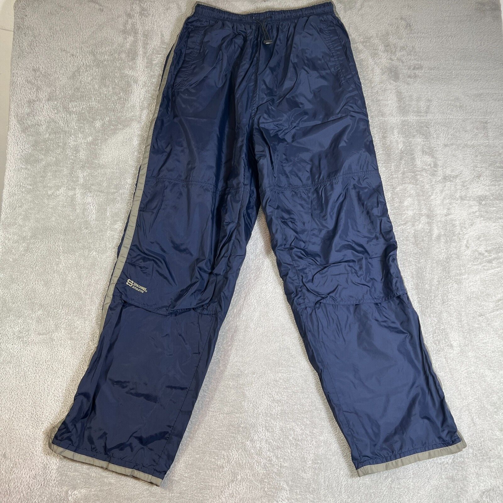 Vintage Spalding Athletic Track Pants Mens Large Blue Windbreaker Baggy Nylon