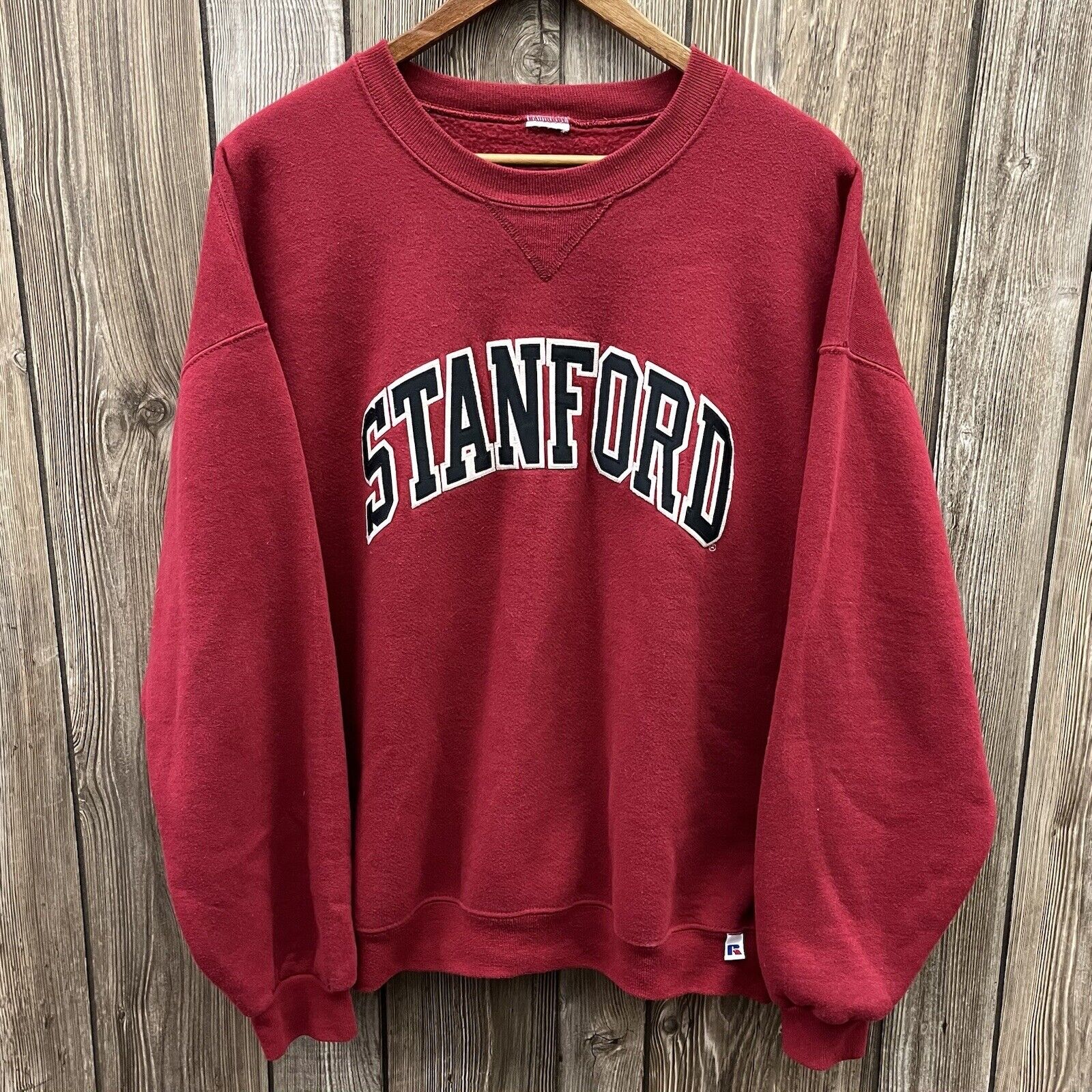 Vintage Stanford University Russell Athletic Crewneck Sweatshirt Red Size Large
