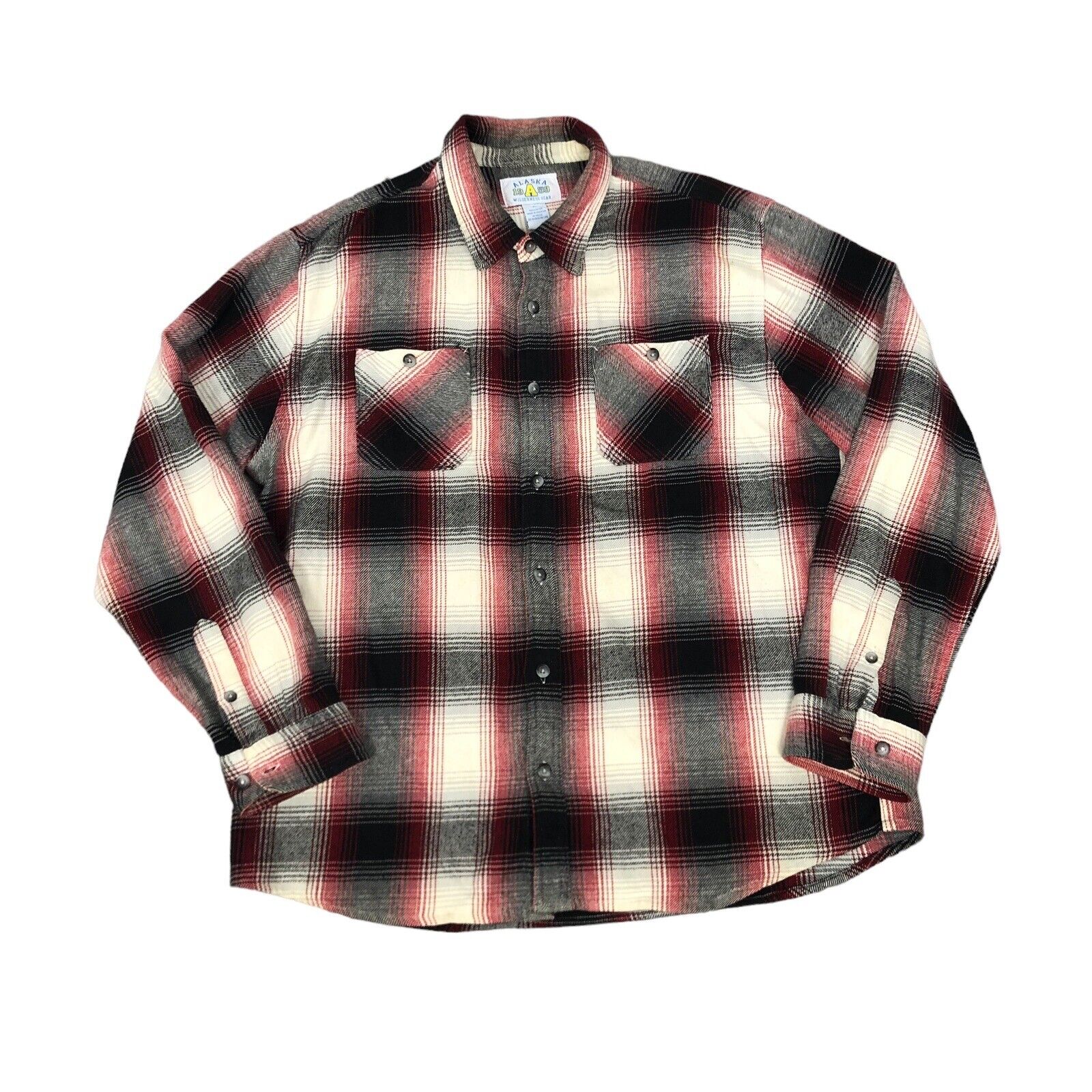 Alaska 1959 Wilderness Gear Flannel Vintage Cotton Red Black Plaid Shirt XL