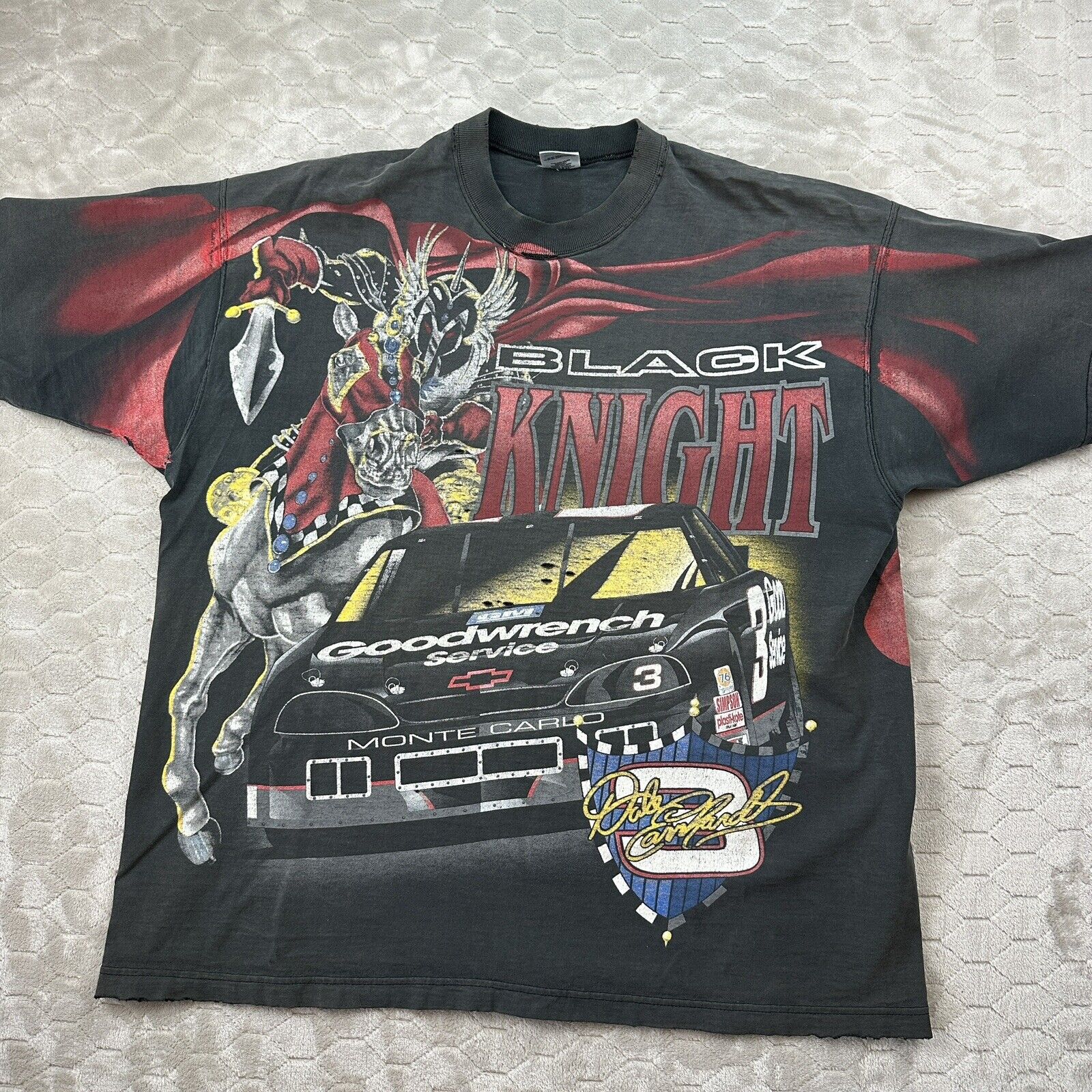 VTG Dale Earnhardt Black Knight Shirt - Sz XXL - Rare Faded Distressed See Pics