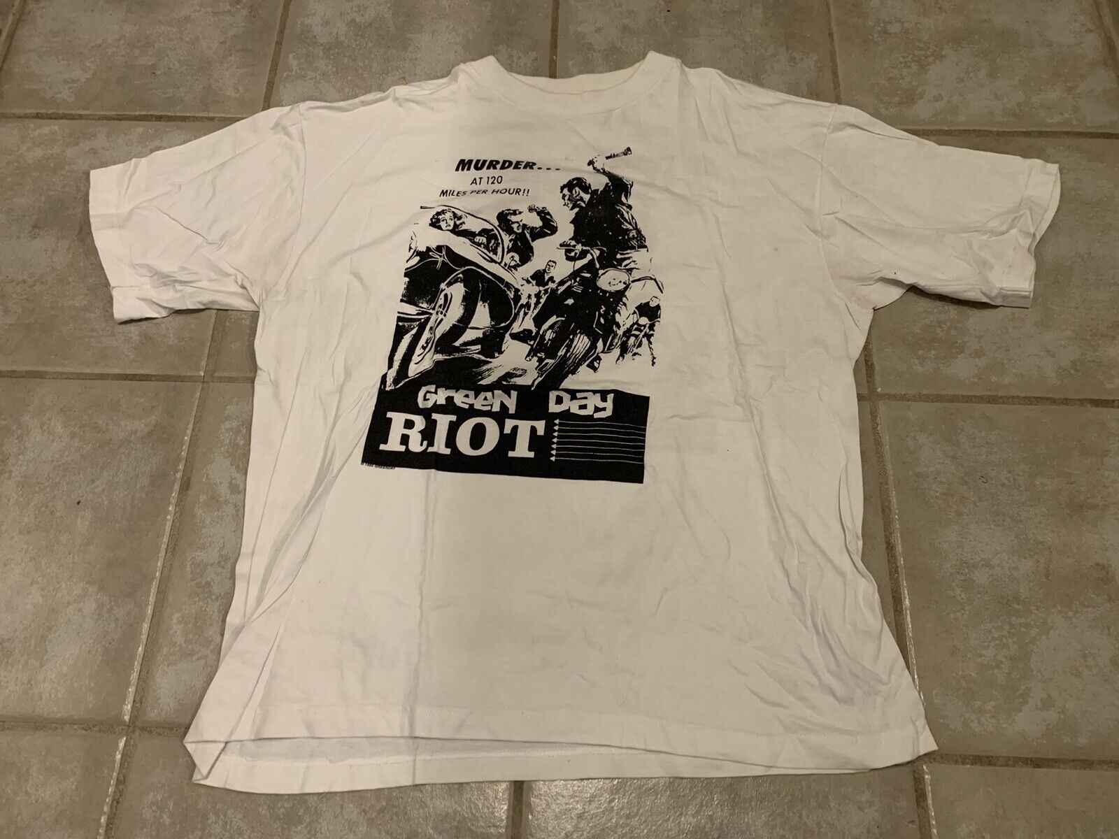 VINTAGE Green Day Riot Drawing Shirt XL 90s Original Punk Band 1995 Tour RARE