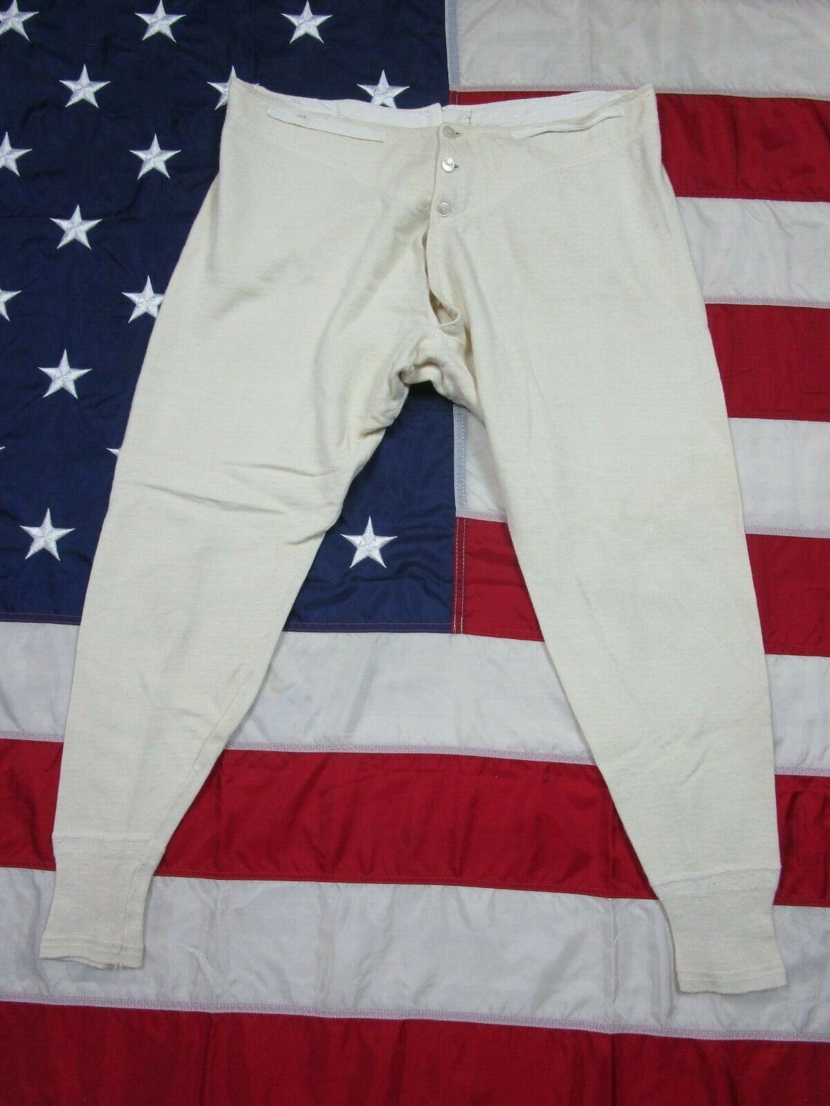 Vintage Palco 1940\'s Thermal Pants Long John Underwear Bottoms Wool Blend Button
