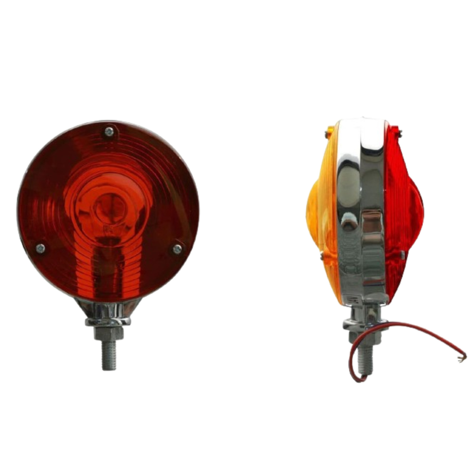 2 PCS Red/Amber Round Side Marker Light Lamp Dual Face Turn Signal for Tractor