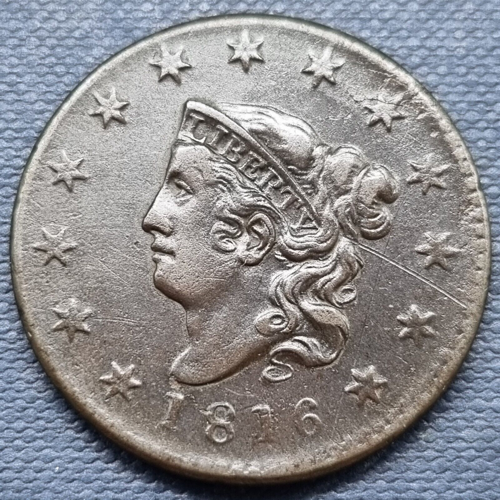 1816 Coronet Matron Head Large Cent 1c High Grade AU + Details #61631