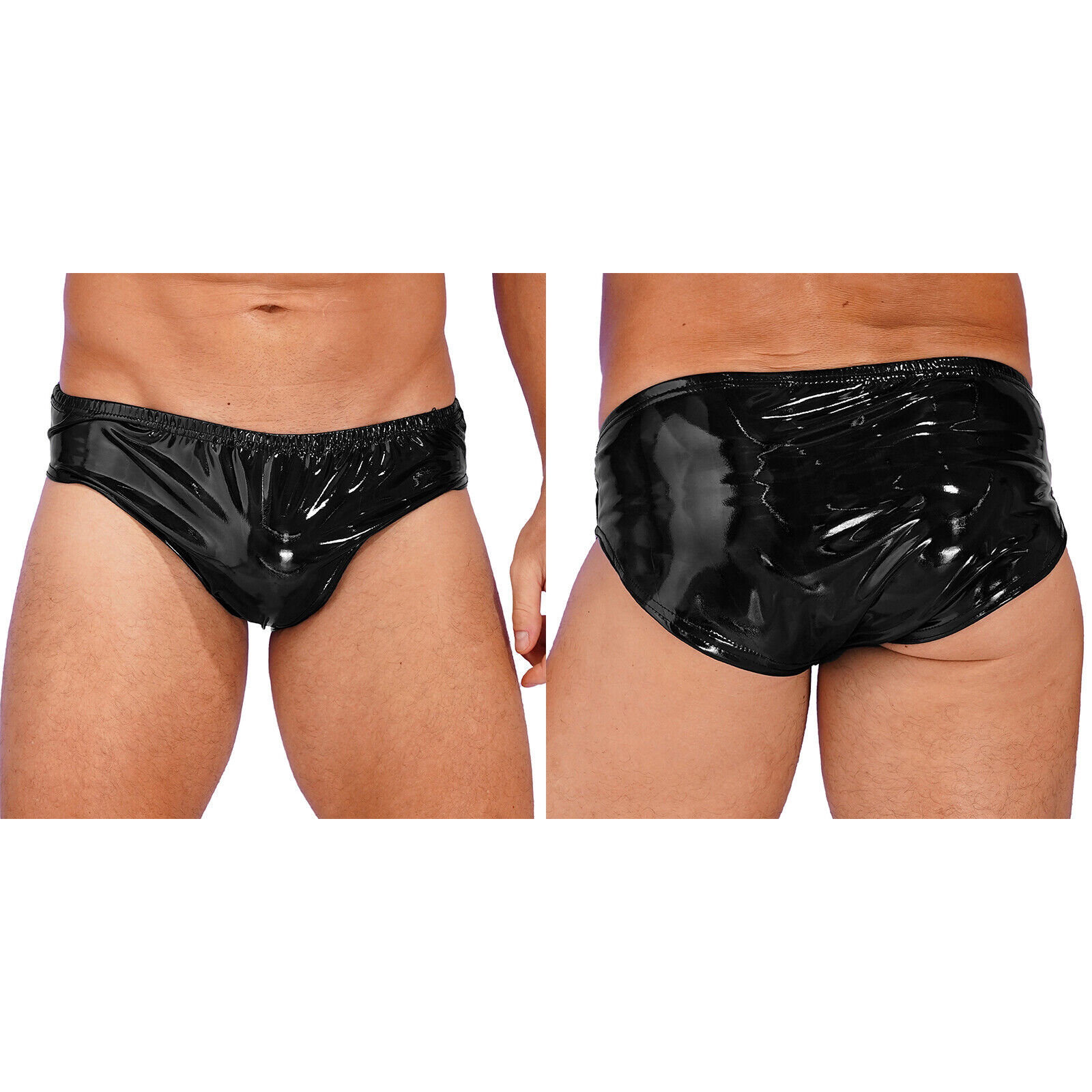 US Mens Wet Look Patent Leather Briefs Underwear Dancing Performance Underpant