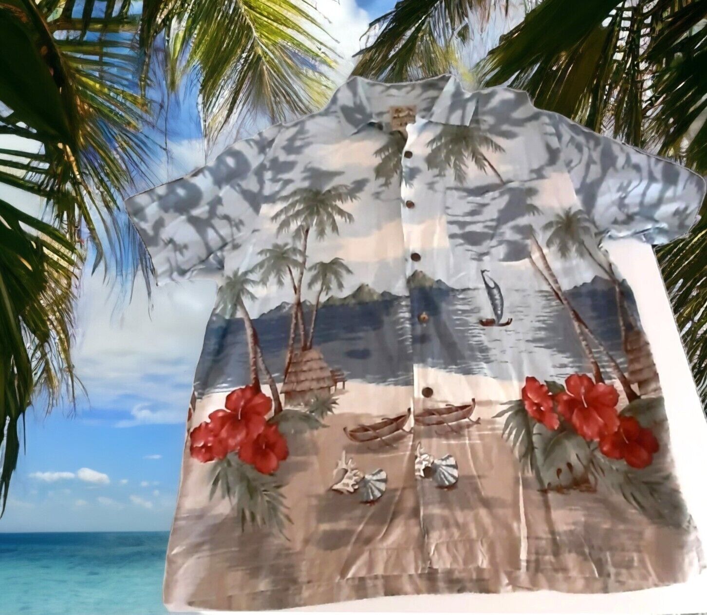 Steve & Barry\'s classic Hawaiian Resort Button Shirt Mens XL sailing tropical 
