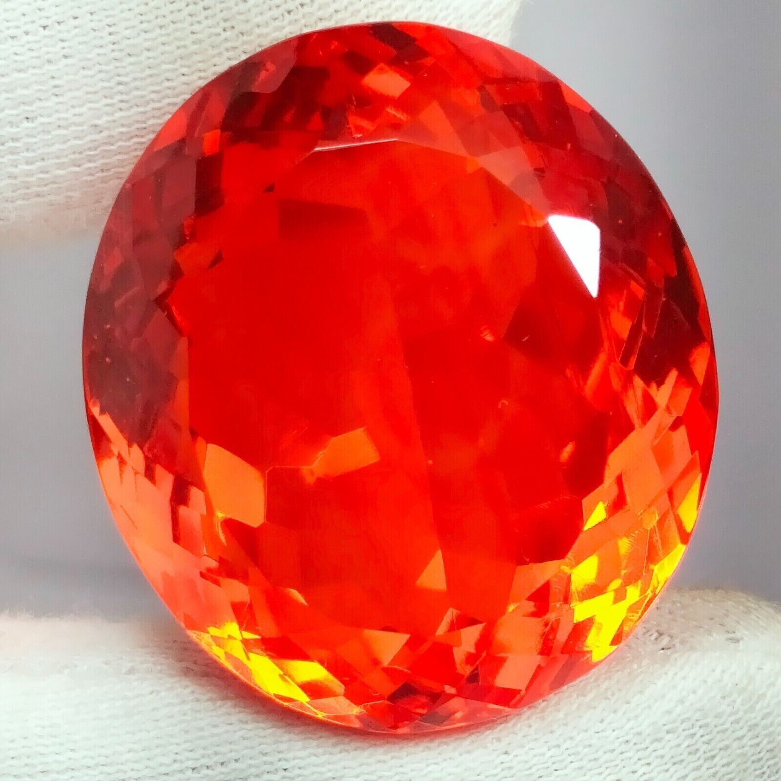 GIE Certified Natural 130.50 Ct Mexican Fire Opal Red Orange Oval Cut Gemstone