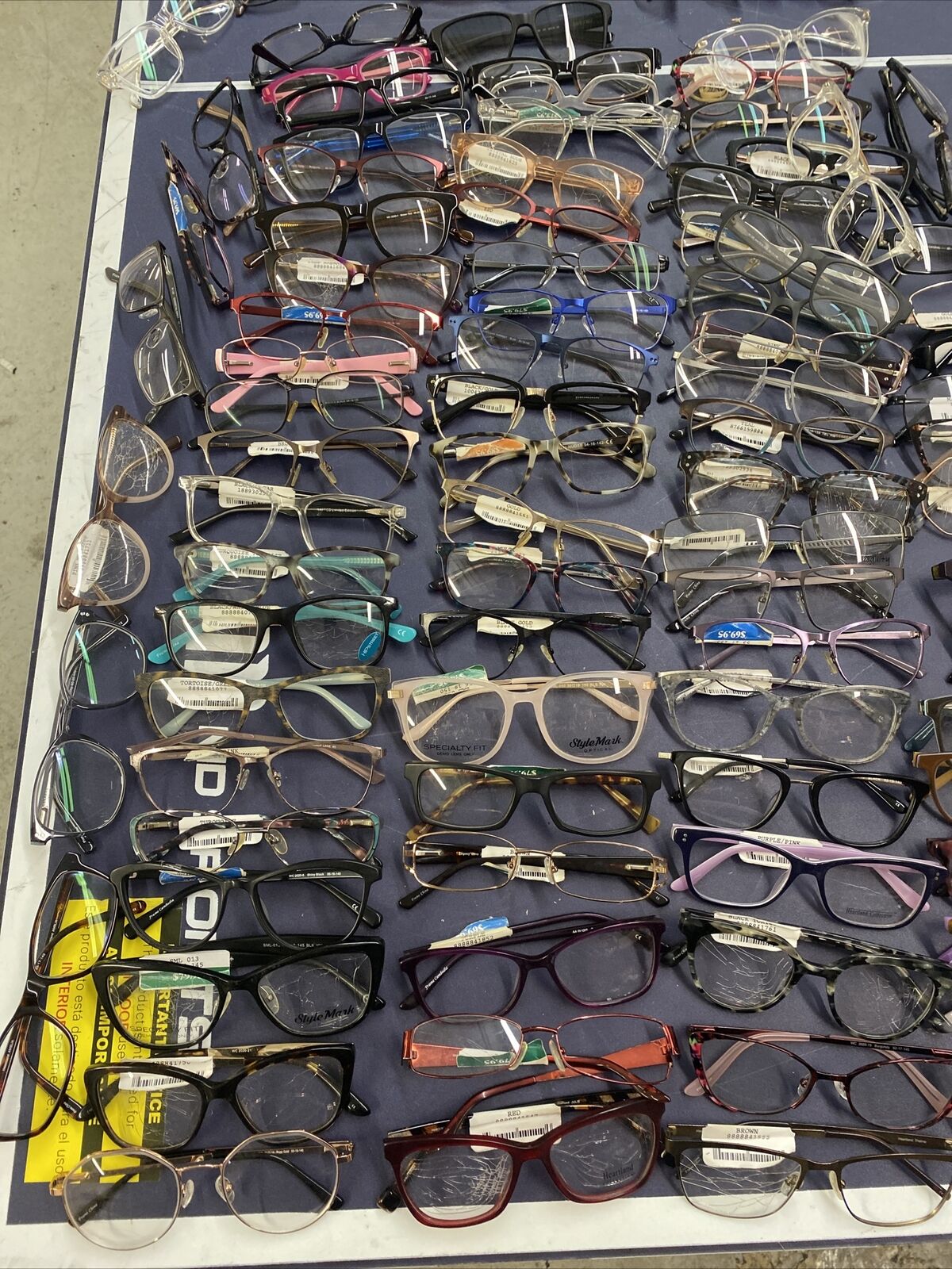 Lot of 50 Assorted Brands Models Sizes Eyeglasses Optical Frame Mixed Color