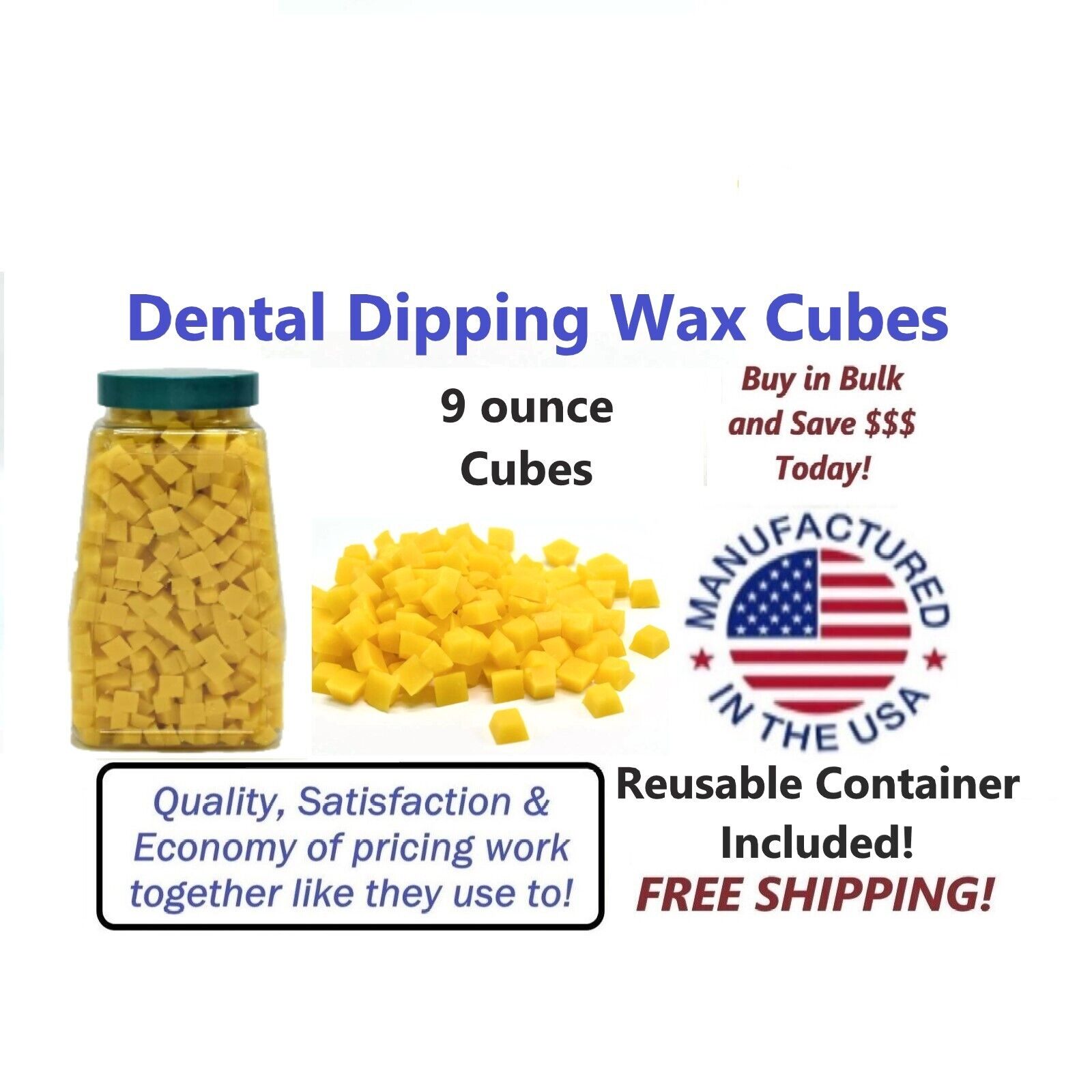 9 ounce - Yellow - Dental Dipping Wax Cubes + 
