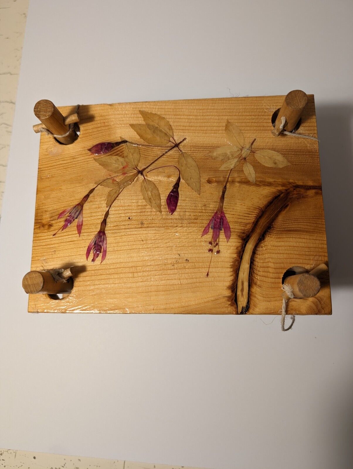 OOAK, rustic & charming small wooden flower press.