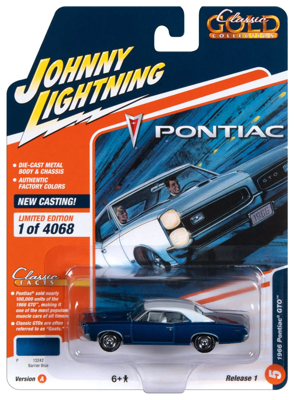 1966 Pontiac GTO Barrier Blue Johnny Lightning