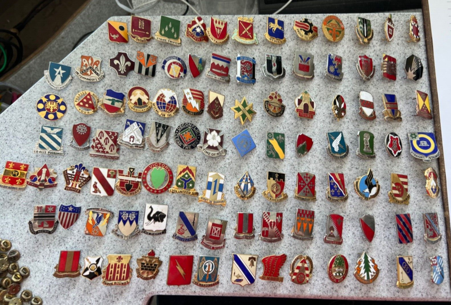 Collection of  96 Authentic US Army Clutchback Pin’s.