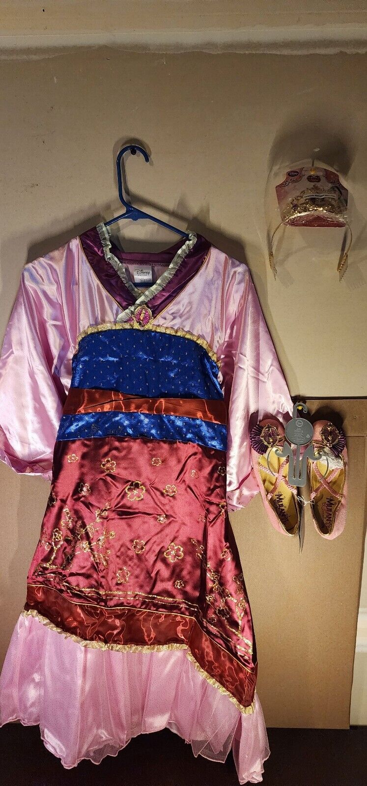 Disney Store Mulan Dress costume Princess  S 5/6  set with shoes Tiara Crown New