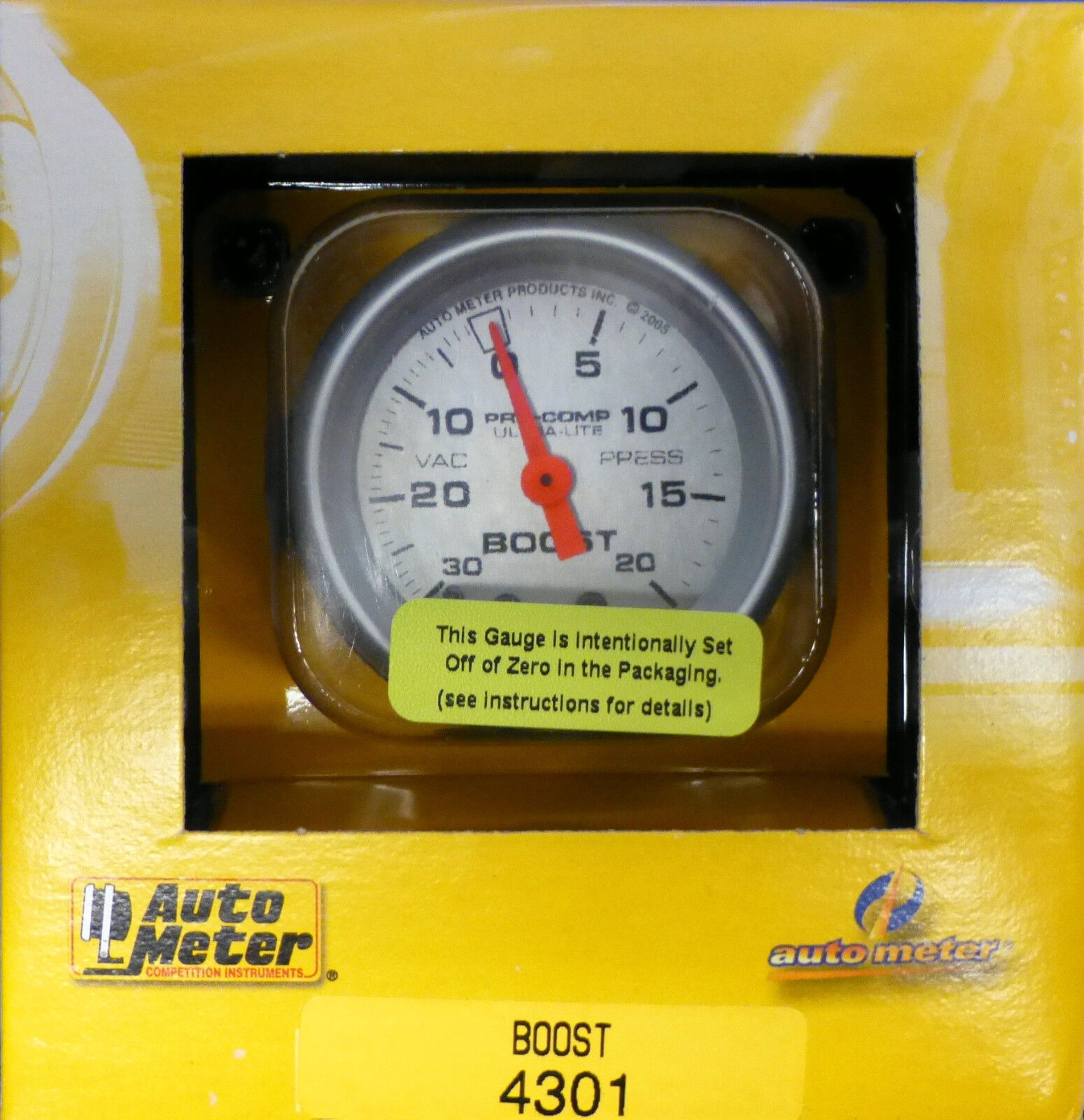 Auto Meter 4301 Ultra-Lite Vacuum Boost Mechanical Gauge 2 1/16 30 In.Hg/ 20 PSI