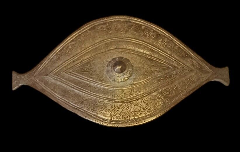 Rare HTF Antique Pending Indo Malay Southeast Asia Asian Large Brass Belt Buckle