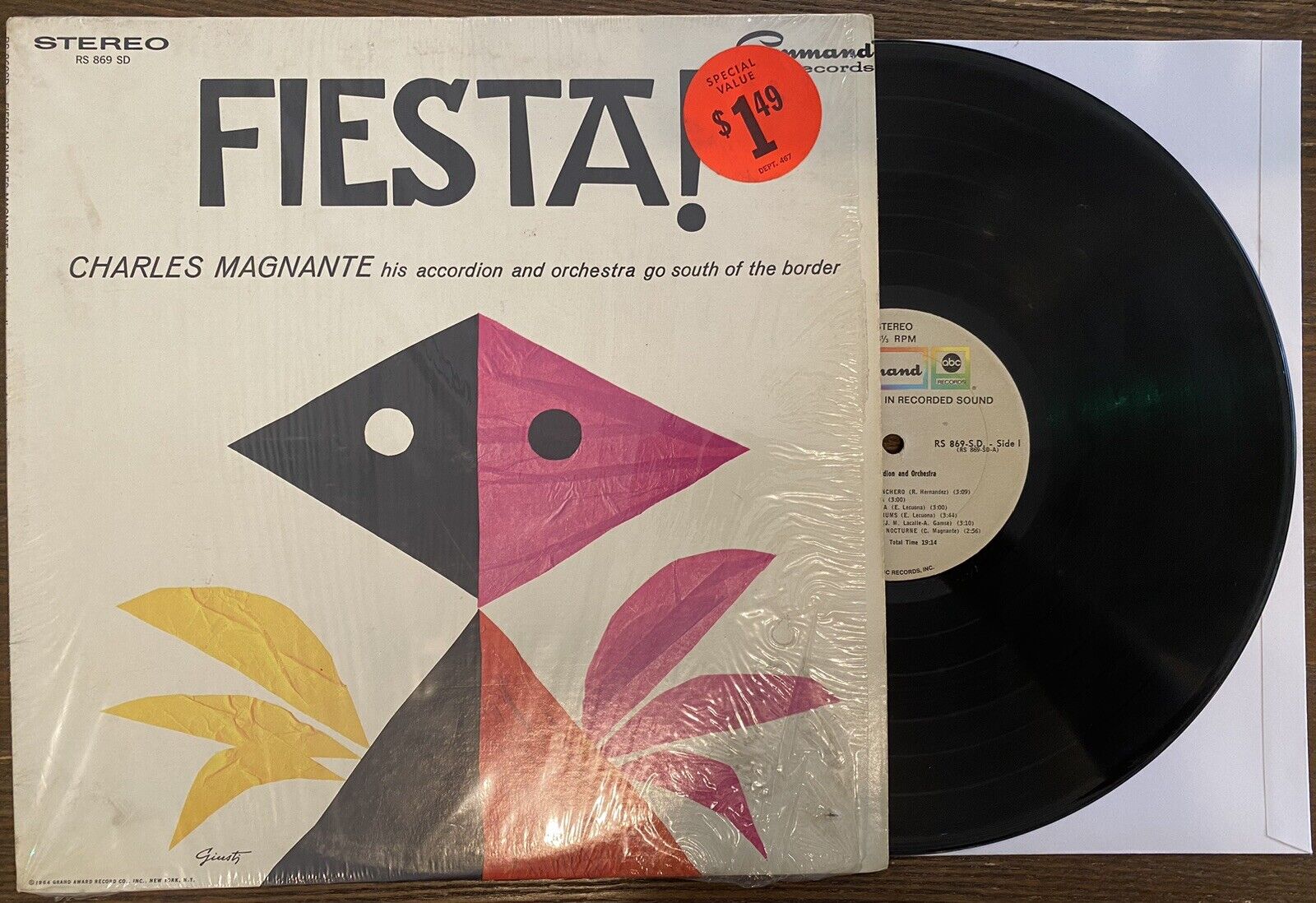 Charles Magnante - Fiesta LP Vinyl - VG+ - 1972 Latin Jazz Accordion In Shrink