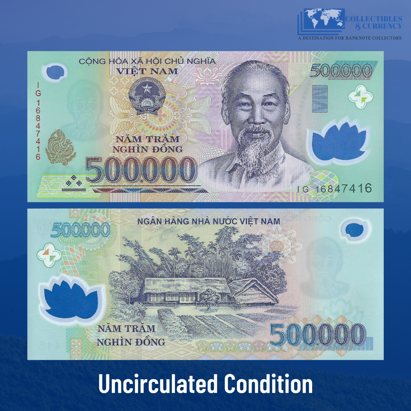 BUY 1 MILLION VIETNAM DONG = 2 x 500 000 Vietnamese Dong Currency - VND Banknote