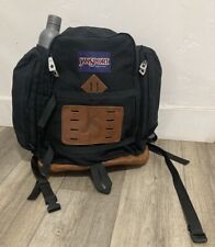 Vintage Jansport leather/canvas JS 90s outdoor/sports backpack black Large size picture