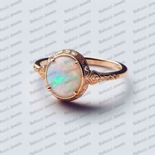 Natural fire Opal Ring 14k gold, vintage genuine Ethiopian opal rings All sizes picture