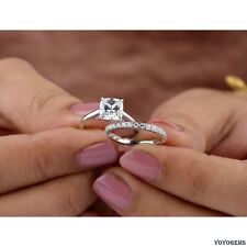 2 CT Cushion Cut Moissanite Bridal Set Engagement Ring Solid 14k White Gold VVS1 picture