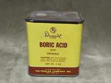 Vintage 1930's Druggist Brand Boric Acid Advertising Tin Litho Can/Box Penslar picture