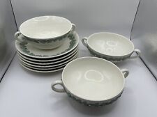 Vintage Wedgwood Embossed Celadon on Cream Color Queen's Ware Set of 15 picture