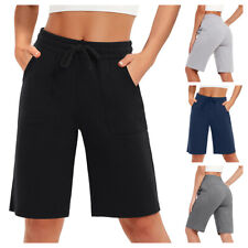 Women Sweat Shorts Pockets Athletic Lounge Sports Workout Bermuda Knee Trousers picture