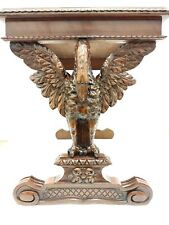 ANTIQUE 19TH ORNATELY HAND CARVED FURIOUS SWAN WOODEN WALNUT SIDE END TABLE RARE picture