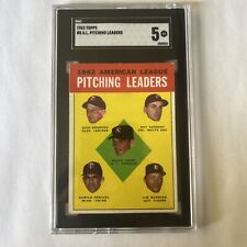1963 Topps - League Leaders #8 Jim Bunning, Ralph Terry, Camilo Pascual SGC 5 EX picture