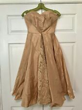 Vintage 1940s Strapless GOLD Wrapped Bodice Taffeta Party Cocktail Dress picture
