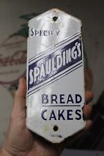 1950s SPECIFY SPAULDING'S BREAD CAKES STAMPED PORCELAIN METAL SIGN MUFFINS BREAD picture