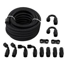 LokoCar 6AN Fuel Line Kit Nylon AN6 Braided Fuel Hose Fitting Kit CPE 20FT Black picture