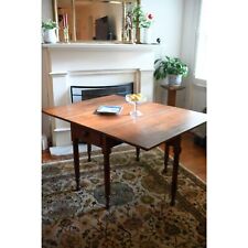 Mid 19th Century Early American Walnut Drop Leaf Dining Table Turned Legs Drawer picture