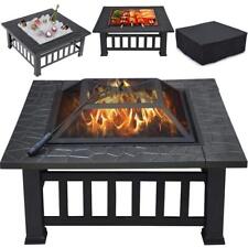 Multifunctional Fire Pit Table 32in Square Metal  Stove Patio Garden Fireplace picture