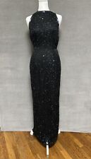 Vintage Lawrence Kazar Dress S XS Black 100% Silk Beaded Formal Evening Gown picture