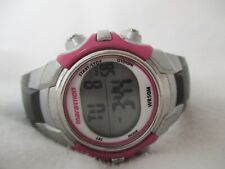 Marathon Digital Watch Silver Toned & Pink Gray Buckle Band WR 50M picture