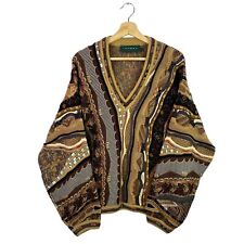 VTG Tundra Multicolour V Neck Pullover Sweater Coogi Style Brown 90s Size Medium picture