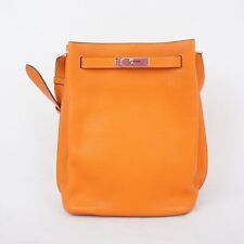 Hermes So Kelly Leather Handbag In Orange With Silver-Tone Hardware Turnlock picture