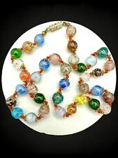 Vintage Ventian Murano Sommerso Aventurine Rainbow Hand Knotted Bead Necklace picture