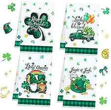  Set of 4 St Patrick's Day Kitchen Towels St. Patrick's Black Green Shamrock picture