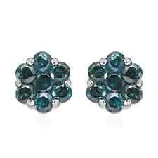 LUXORO 10K White Gold Natural Blue Diamond Stud Solitaire Earrings Ct 0.5 I3 picture
