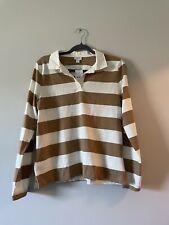 NWT JCrew Factory Rugby stripe Polo Top Tan & Beige Size M (flawed) picture