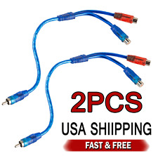 New RCA Y Splitter Audio Jack Cable Adapter 1 Male to 2 Female Connector Blue US picture