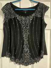 Dressbarn Collection Black Pull-Over Sleeveless Beaded/Sequined Sparkle Top - 14 picture