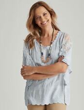 Womens Tops -  Extended Sleeve Embroidered Woven Top - MILLERS picture